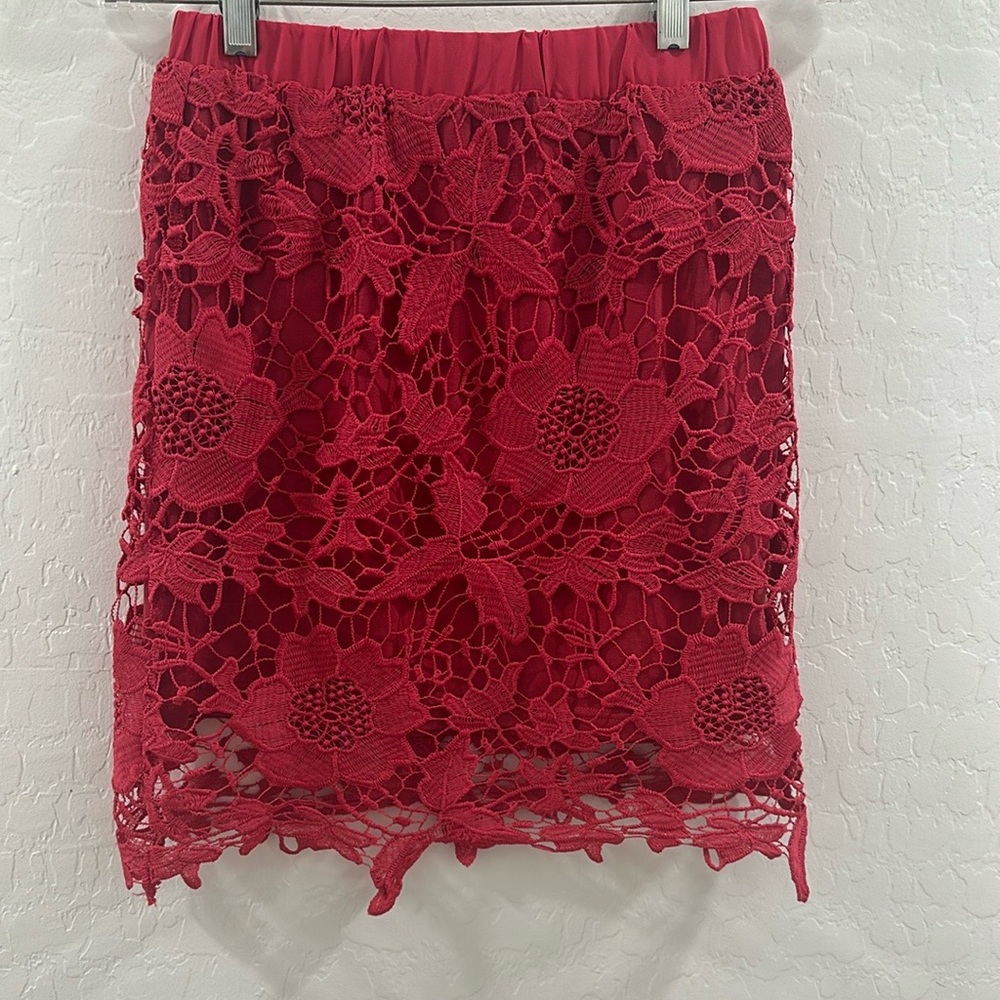 TOBI NWT skirt mini size small pink lace S/P‎ lace bright Barbie core y2k layer